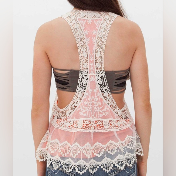 Jolt Crochet Tank Top from Buckle White/Cream and Coral Women's XS/S - Picture 2 of 7